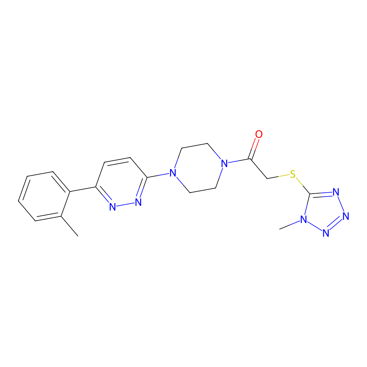 2-((1-methyl-1H-tetrazol-5-yl)thio)-1-(4-(6-(o-tolyl)pyridazin-3-yl)piperazin-1-yl)ethanone molecular structure, CAS 1207049-78-2
