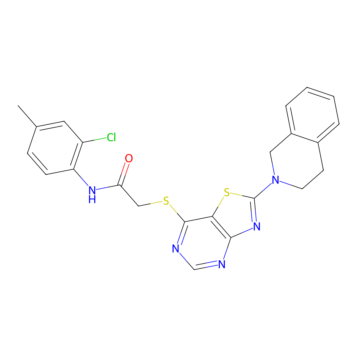 N-(2-chloro-4-methylphenyl)-2-{[2-(1,2,3,4-tetrahydroisoquinolin-2-yl)-[1,3]thiazolo[4,5-d]pyrimidin-7-yl]sulfanyl}acetamide molecular structure, CAS 1207049-86-2