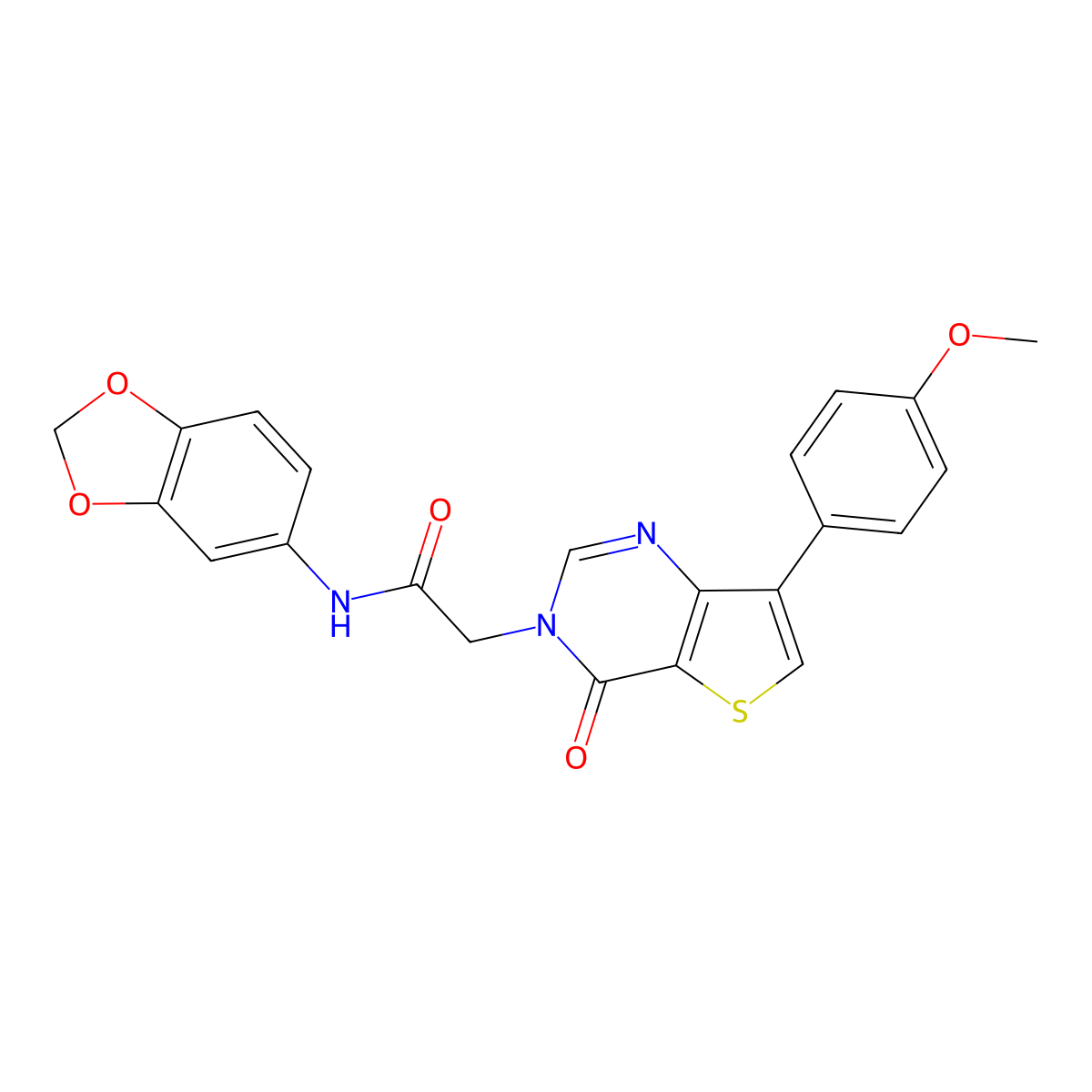 N-1,3-benzodioxol-5-yl-2-[7-(4-methoxyphenyl)-4-oxothieno[3,2-d]pyrimidin-3(4H)-yl]acetamide molecular structure, CAS 1207049-92-0