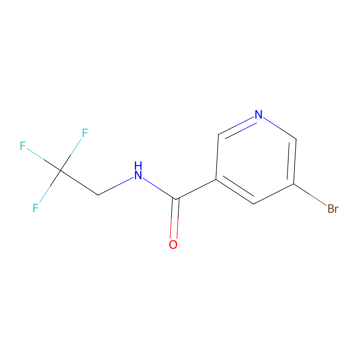 5-bromo-N-(2,2,2-trifluoroethyl)pyridine-3-carboxamide molecular structure, CAS 1207049-99-7