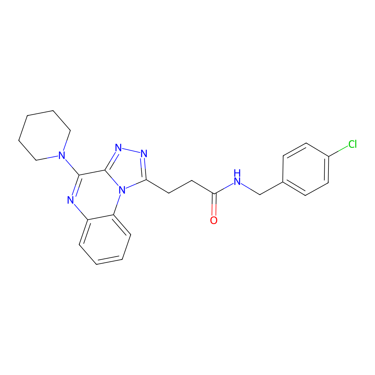 N-[(4-chlorophenyl)methyl]-3-[4-(piperidin-1-yl)-[1,2,4]triazolo[4,3-a]quinoxalin-1-yl]propanamide molecular structure, CAS 1207050-00-7
