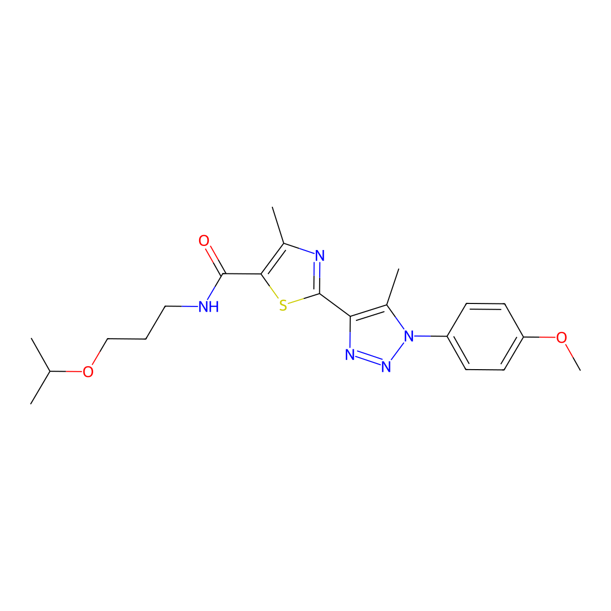 N-(3-isopropoxypropyl)-2-(1-(4-methoxyphenyl)-5-methyl-1H-1,2,3-triazol-4-yl)-4-methylthiazole-5-carboxamide molecular structure, CAS 1207050-03-0