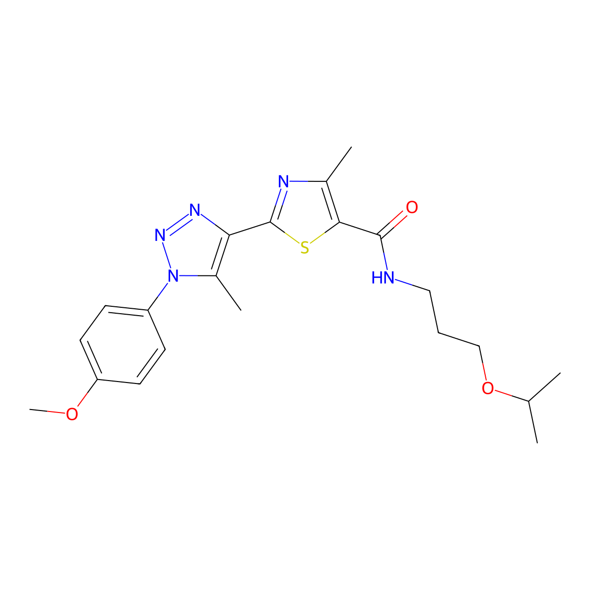 N-(3-isopropoxypropyl)-2-(1-(4-methoxyphenyl)-5-methyl-1H-1,2,3-triazol-4-yl)-4-methylthiazole-5-carboxamide molecular structure, CAS 1207050-03-0