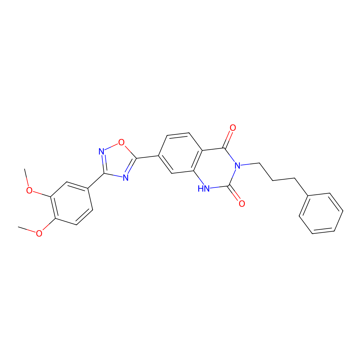 7-(3-(3,4-dimethoxyphenyl)-1,2,4-oxadiazol-5-yl)-3-(3-phenylpropyl)quinazoline-2,4(1H,3H)-dione molecular structure, CAS 1207050-05-2