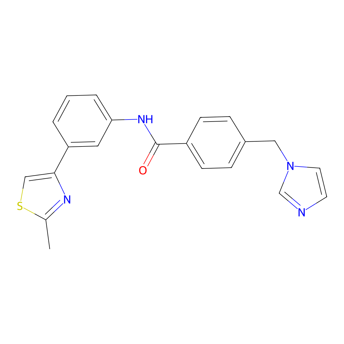 4-((1H-imidazol-1-yl)methyl)-N-(3-(2-methylthiazol-4-yl)phenyl)benzamide molecular structure, CAS 1207050-07-4