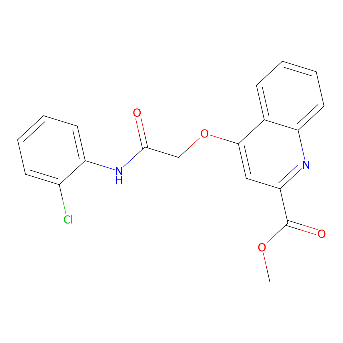 Methyl 4-(2-((2-chlorophenyl)amino)-2-oxoethoxy)quinoline-2-carboxylate molecular structure, CAS 1207050-08-5