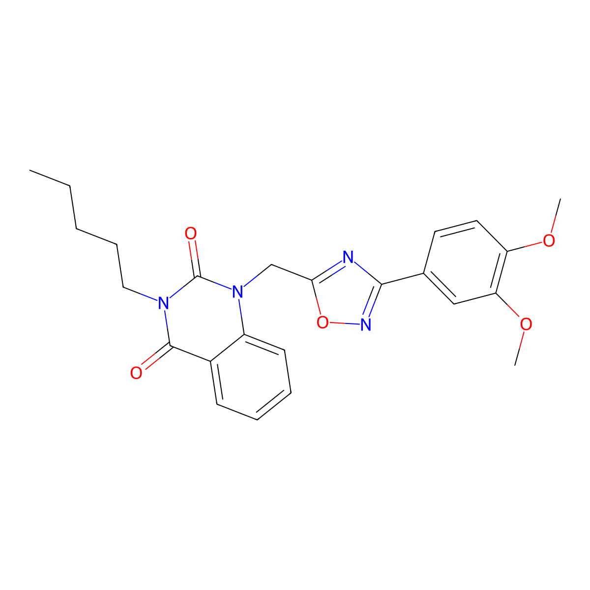 1-((3-(3,4-dimethoxyphenyl)-1,2,4-oxadiazol-5-yl)methyl)-3-pentylquinazoline-2,4(1H,3H)-dione molecular structure, CAS 1207050-11-0