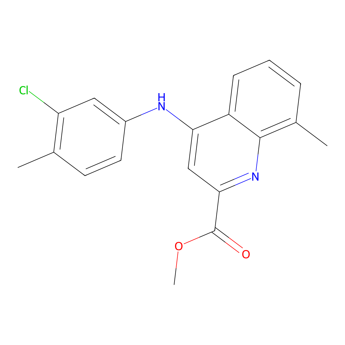 Methyl 4-[(3-chloro-4-methylphenyl)amino]-8-methylquinoline-2-carboxylate molecular structure, CAS 1207050-13-2