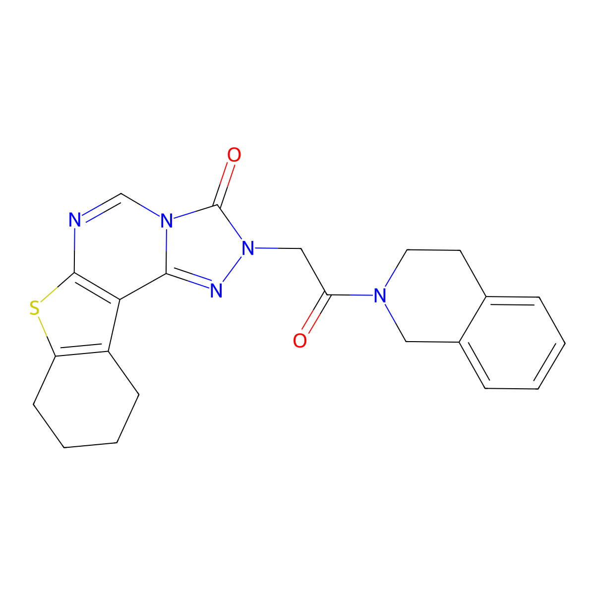 4-[2-Oxo-2-(1,2,3,4-tetrahydroisoquinolin-2-yl)ethyl]-10-thia-3,4,6,8-tetraazatetracyclo[7.7.0.0^{2,6}.0^{11,16}]hexadeca-1(9),2,7,11(16)-tetraen-5-one molecular structure, CAS 1207050-15-4