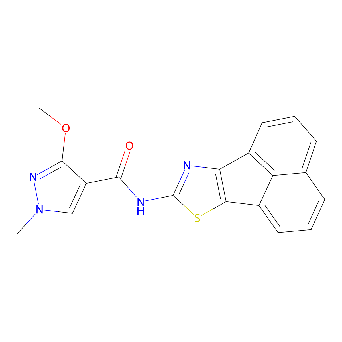 N-(acenaphtho[1,2-d]thiazol-8-yl)-3-methoxy-1-methyl-1H-pyrazole-4-carboxamide molecular structure, CAS 1207050-17-6