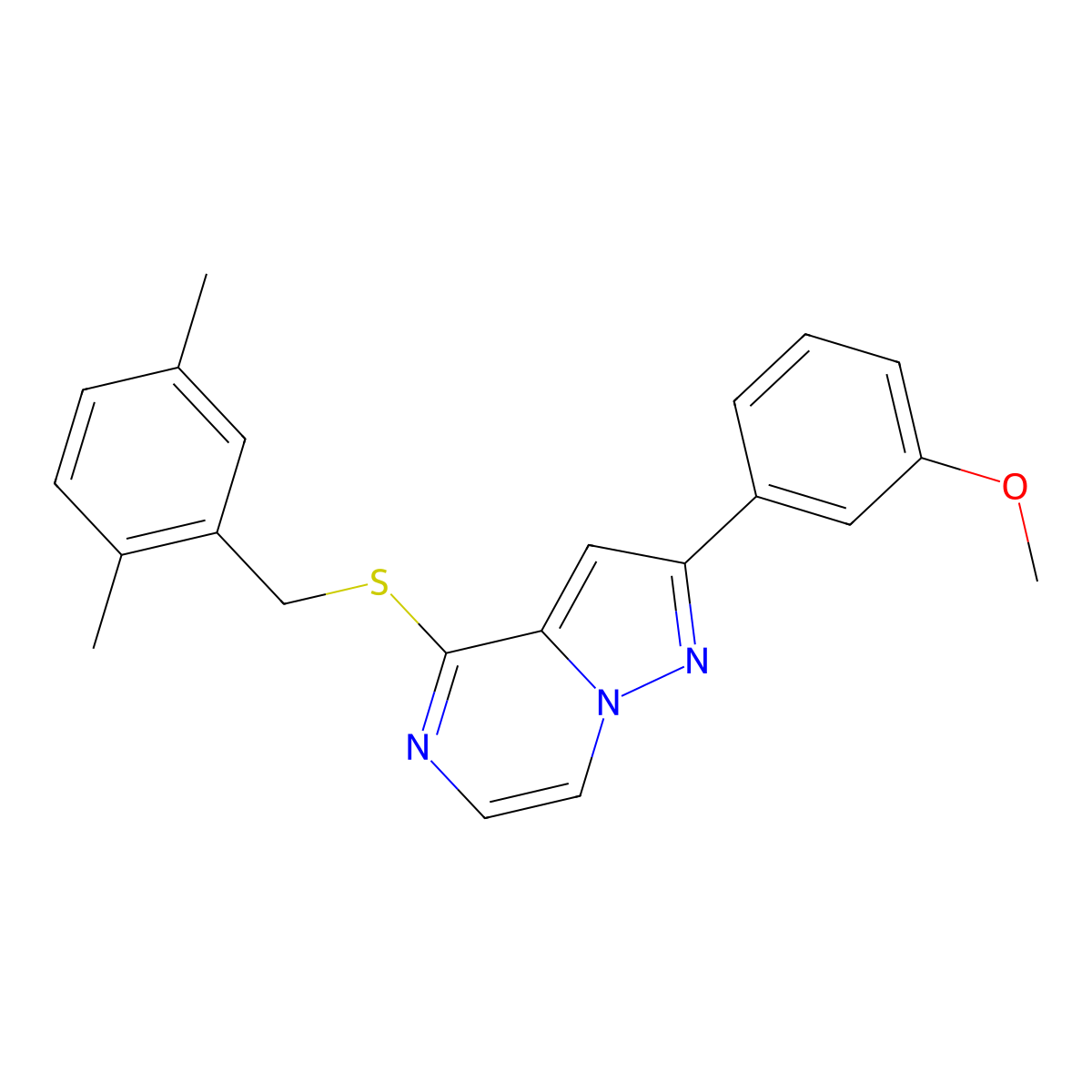 4-[(2,5-Dimethylbenzyl)thio]-2-(3-methoxyphenyl)pyrazolo[1,5-a]pyrazine molecular structure, CAS 1207050-19-8