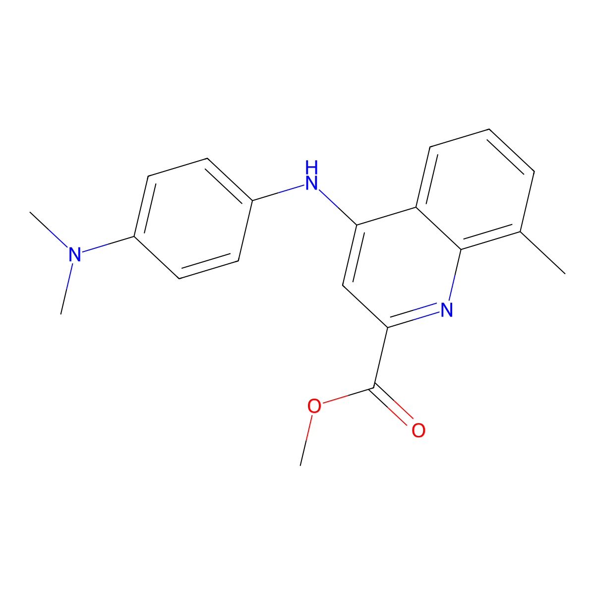 Methyl 4-{[4-(dimethylamino)phenyl]amino}-8-methylquinoline-2-carboxylate molecular structure, CAS 1207050-21-2