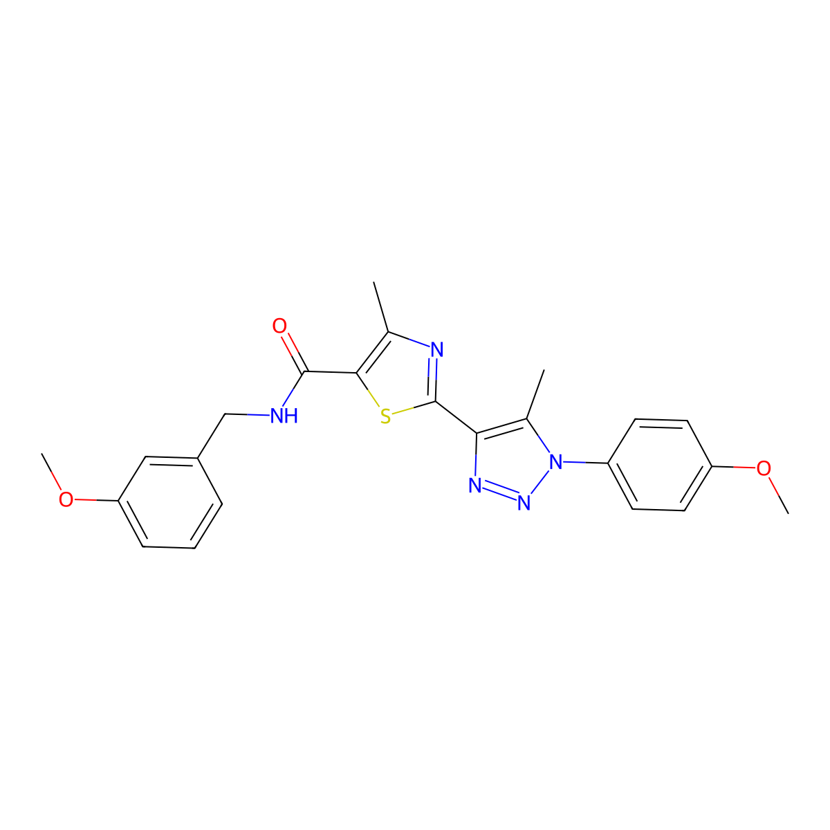 2-[1-(4-methoxyphenyl)-5-methyl-1H-1,2,3-triazol-4-yl]-N-[(3-methoxyphenyl)methyl]-4-methyl-1,3-thiazole-5-carboxamide molecular structure, CAS 1207050-22-3