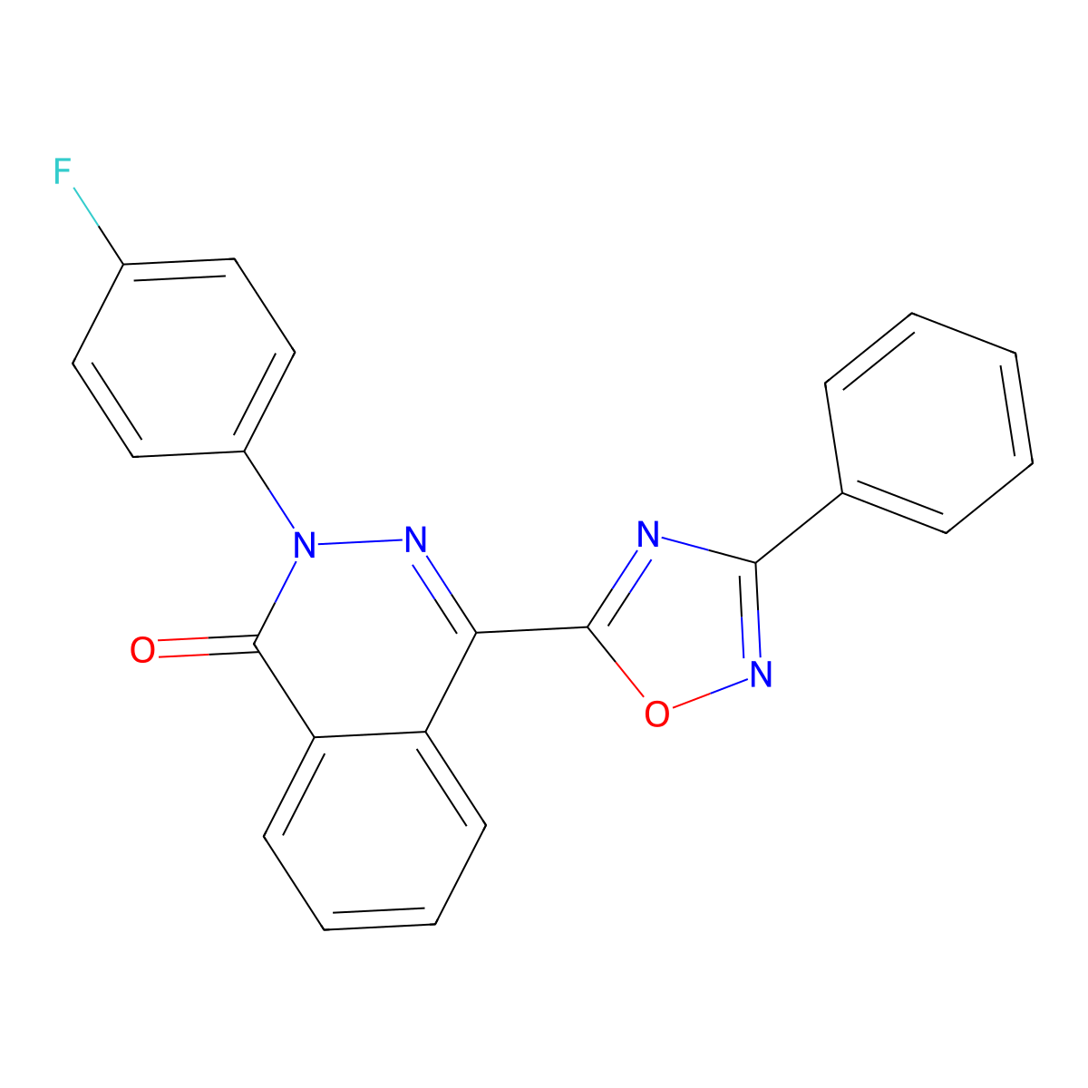 2-(4-fluorophenyl)-4-(3-phenyl-1,2,4-oxadiazol-5-yl)phthalazin-1(2H)-one molecular structure, CAS 1207050-23-4