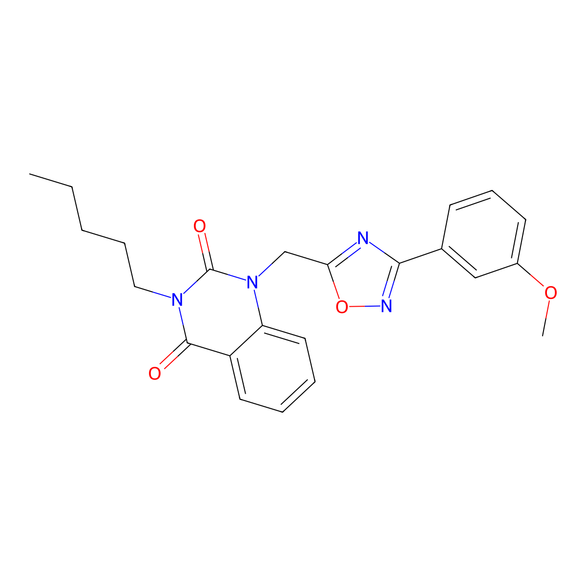 1-((3-(3-methoxyphenyl)-1,2,4-oxadiazol-5-yl)methyl)-3-pentylquinazoline-2,4(1H,3H)-dione molecular structure, CAS 1207050-26-7