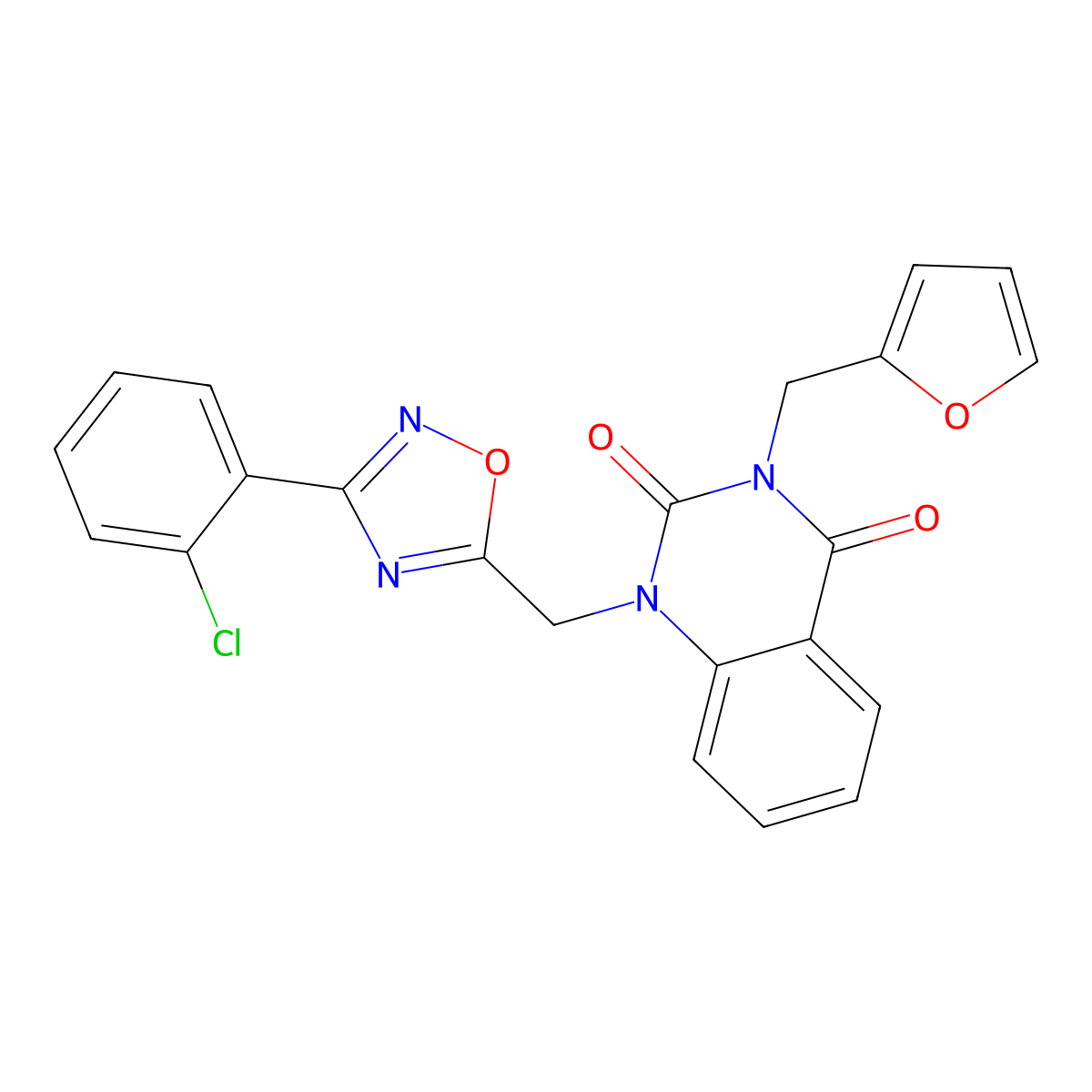 1-((3-(2-chlorophenyl)-1,2,4-oxadiazol-5-yl)methyl)-3-(furan-2-ylmethyl)quinazoline-2,4(1H,3H)-dione molecular structure, CAS 1207050-30-3