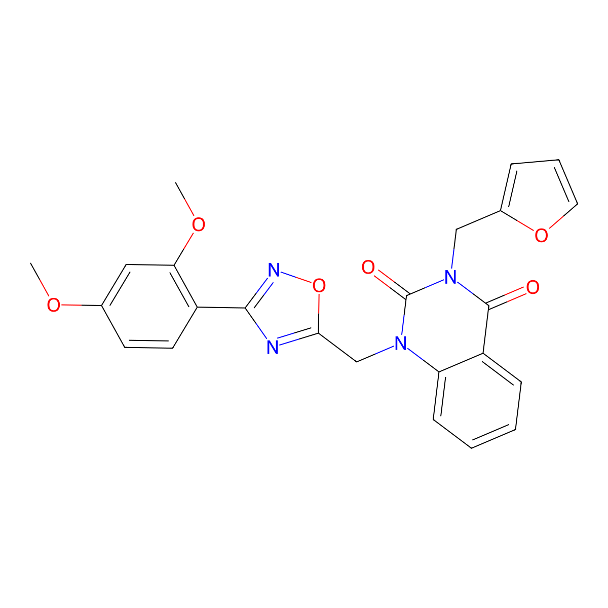 1-((3-(2,4-dimethoxyphenyl)-1,2,4-oxadiazol-5-yl)methyl)-3-(furan-2-ylmethyl)quinazoline-2,4(1H,3H)-dione molecular structure, CAS 1207050-36-9