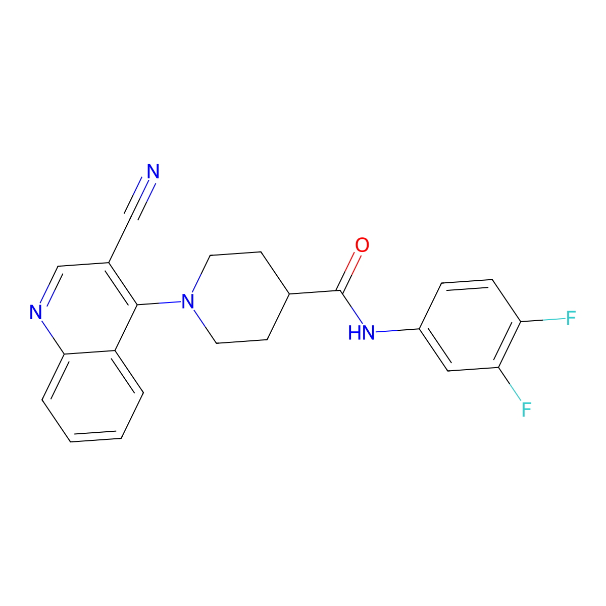 1-(3-cyanoquinolin-4-yl)-N-(3,4-difluorophenyl)piperidine-4-carboxamide molecular structure, CAS 1207050-37-0