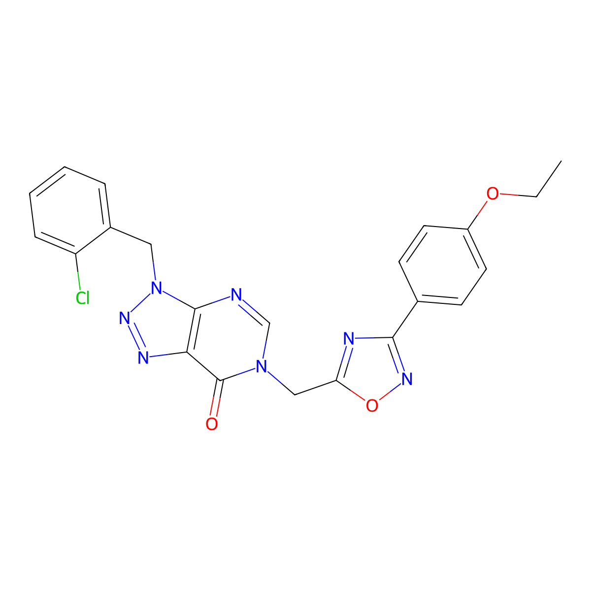 3-(2-chlorobenzyl)-6-((3-(4-ethoxyphenyl)-1,2,4-oxadiazol-5-yl)methyl)-3H-[1,2,3]triazolo[4,5-d]pyrimidin-7(6H)-one molecular structure, CAS 1207050-38-1