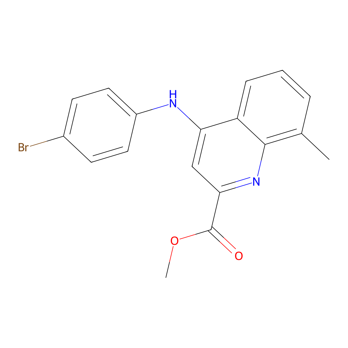 Methyl 4-[(4-bromophenyl)amino]-8-methylquinoline-2-carboxylate molecular structure, CAS 1207050-44-9
