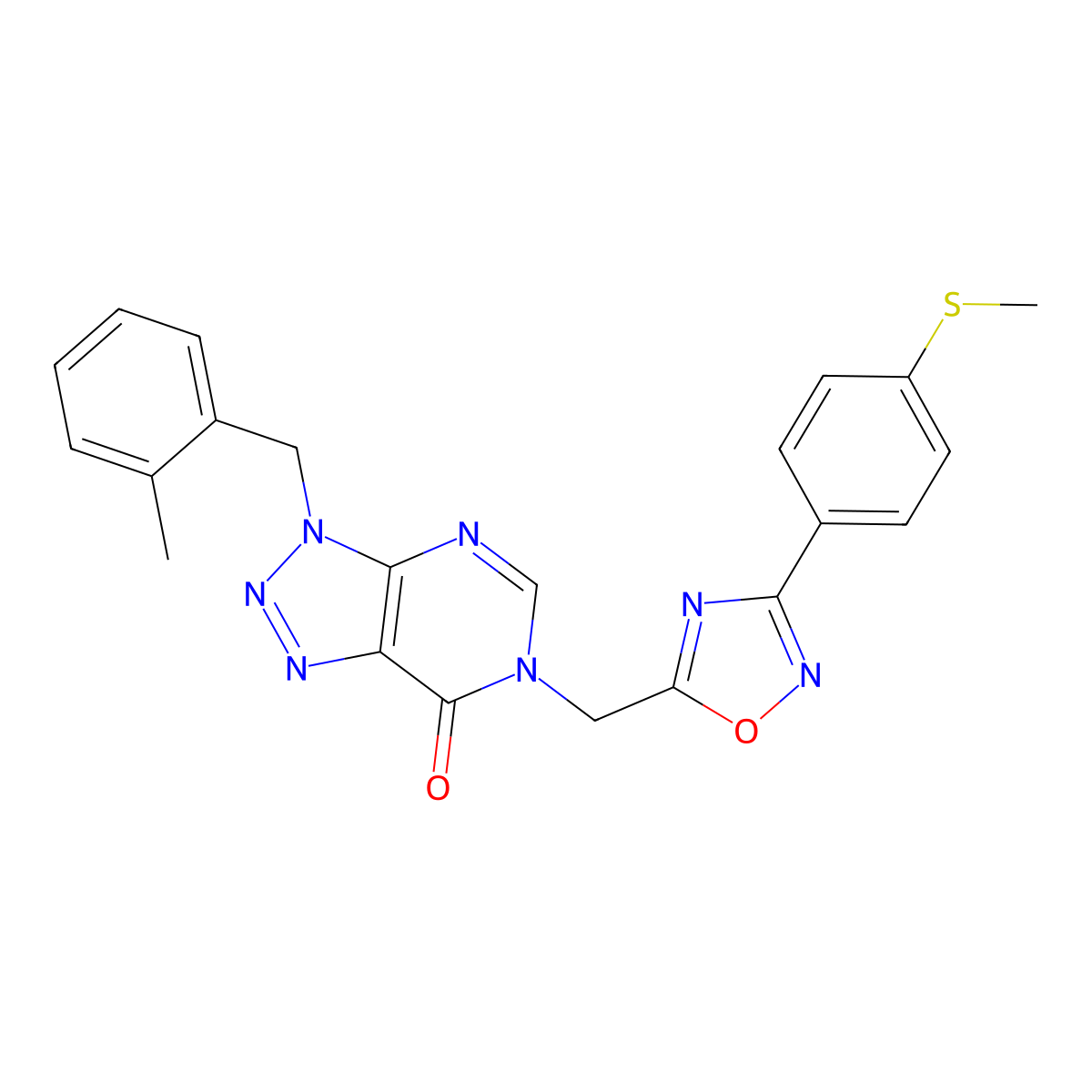 3-[(2-methylphenyl)methyl]-6-({3-[4-(methylsulfanyl)phenyl]-1,2,4-oxadiazol-5-yl}methyl)-3H,6H,7H-[1,2,3]triazolo[4,5-d]pyrimidin-7-one molecular structure, CAS 1207050-48-3