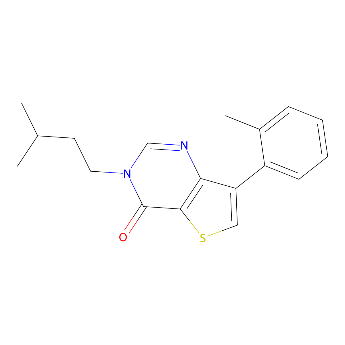 3-(3-methylbutyl)-7-(2-methylphenyl)thieno[3,2-d]pyrimidin-4(3H)-one molecular structure, CAS 1207050-52-9
