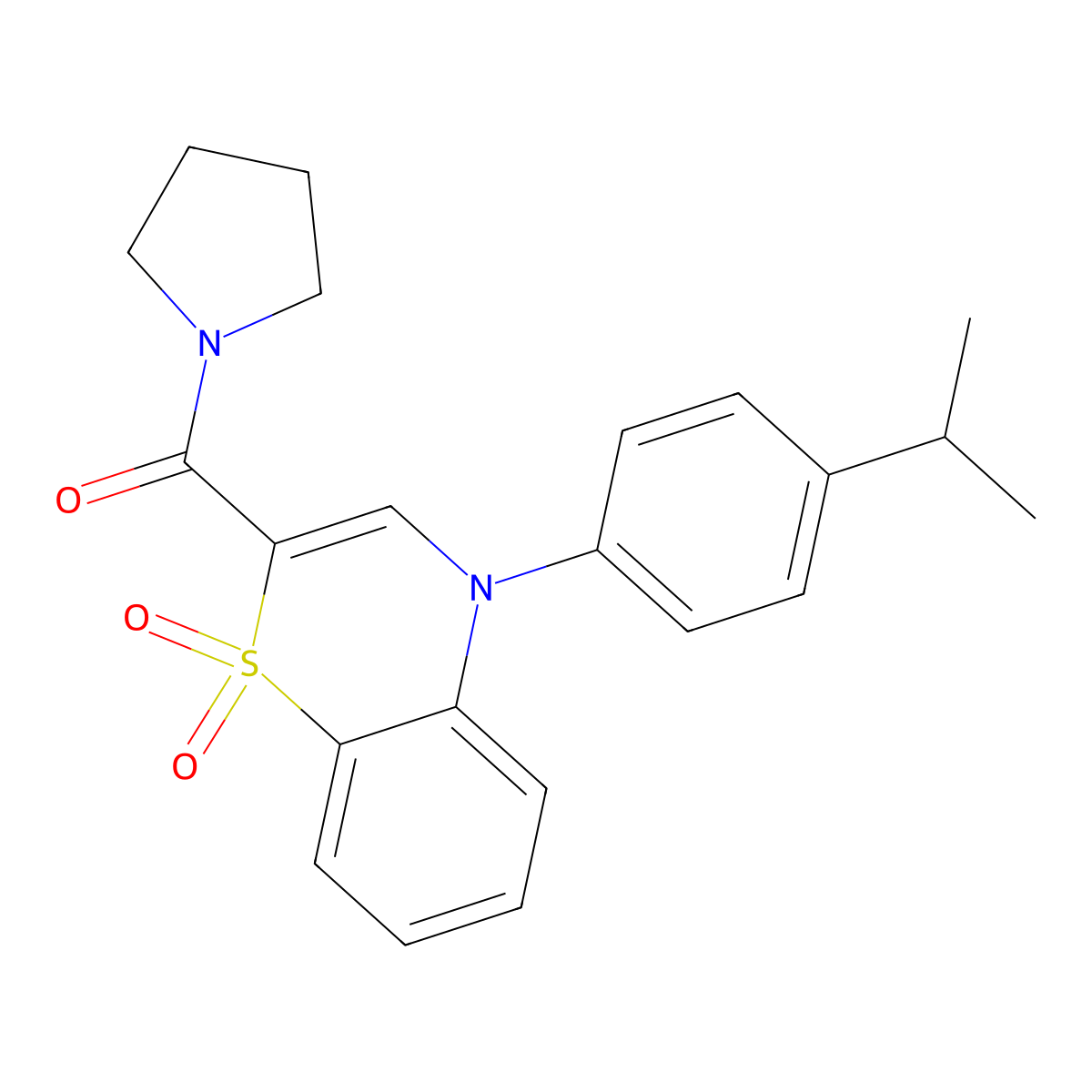4-(4-isopropylphenyl)-2-(pyrrolidin-1-ylcarbonyl)-4H-1,4-benzothiazine 1,1-dioxide molecular structure, CAS 1207050-59-6