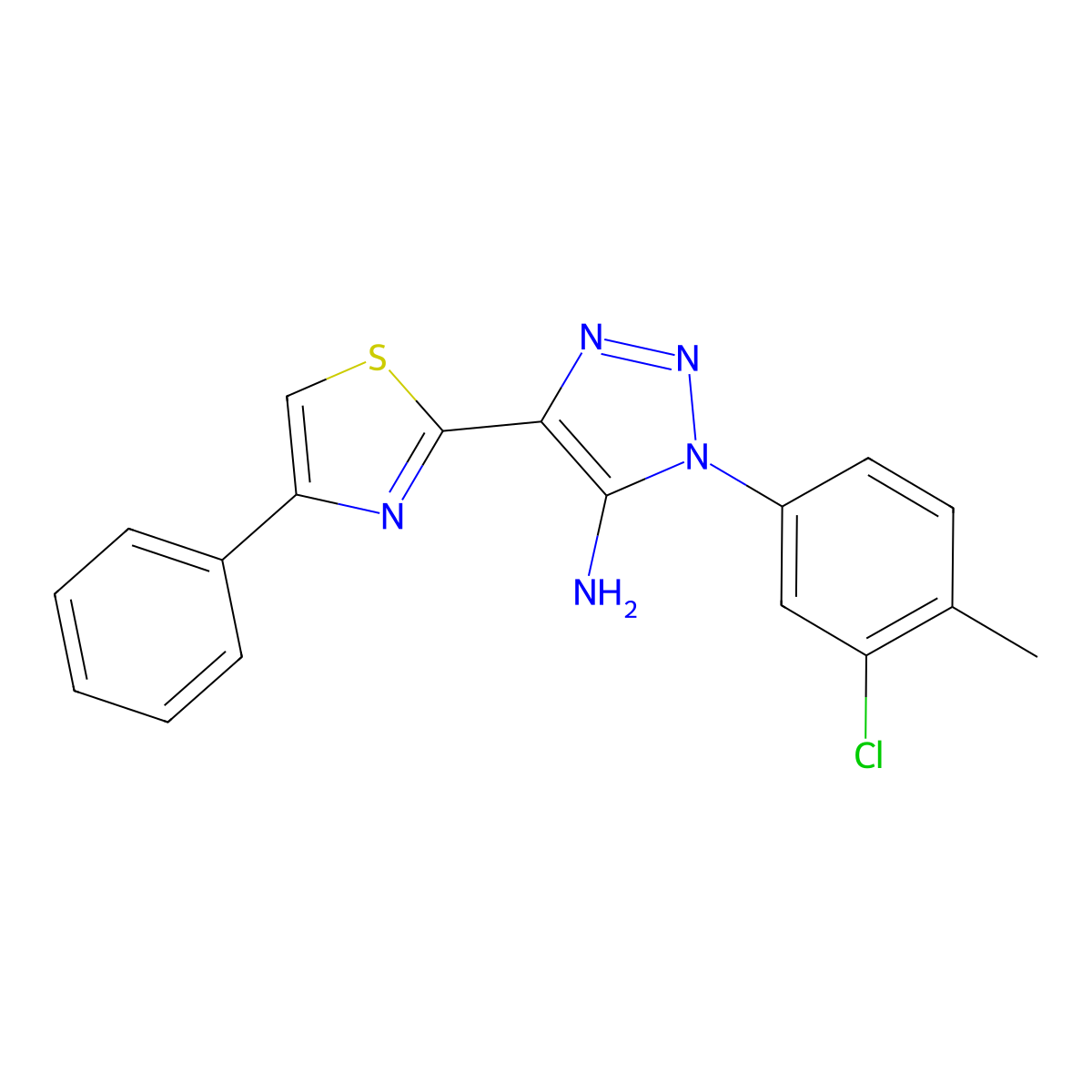 1-(3-chloro-4-methylphenyl)-4-(4-phenyl-1,3-thiazol-2-yl)-1H-1,2,3-triazol-5-amine molecular structure, CAS 1207050-65-4
