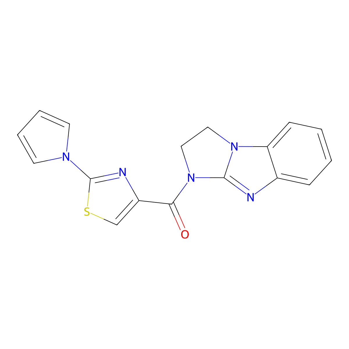 (2-(1H-pyrrol-1-yl)thiazol-4-yl)(2,3-dihydro-1H-benzo[d]imidazo[1,2-a]imidazol-1-yl)methanone molecular structure, CAS 1207050-71-2