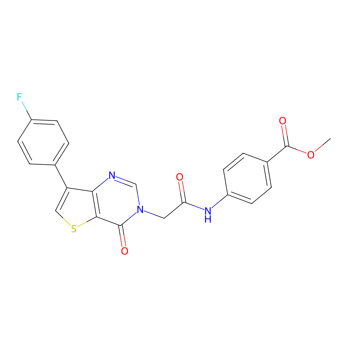 methyl 4-({[7-(4-fluorophenyl)-4-oxothieno[3,2-d]pyrimidin-3(4H)-yl]acetyl}amino)benzoate molecular structure, CAS 1207050-72-3