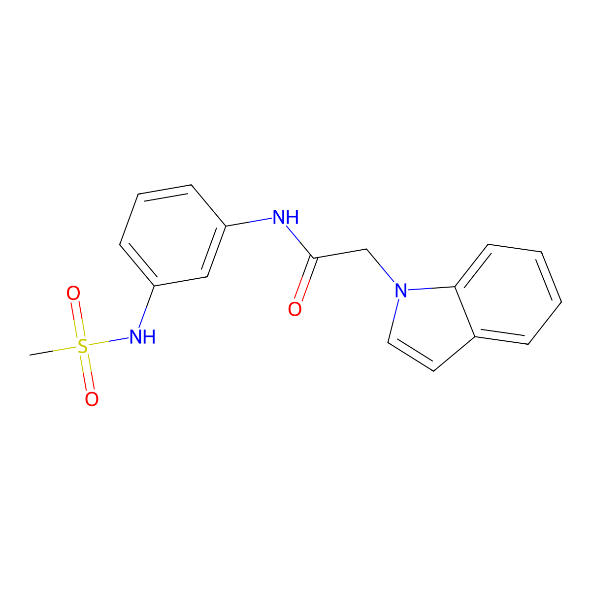 2-(1H-indol-1-yl)-N-(3-methanesulfonamidophenyl)acetamide molecular structure, CAS 1207050-73-4