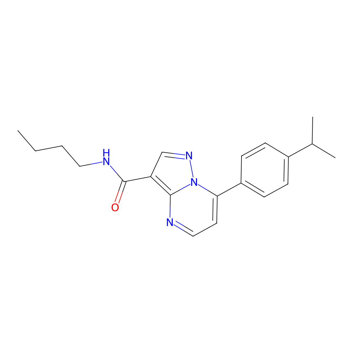 N-butyl-7-(4-isopropylphenyl)pyrazolo[1,5-a]pyrimidine-3-carboxamide molecular structure, CAS 1207050-75-6