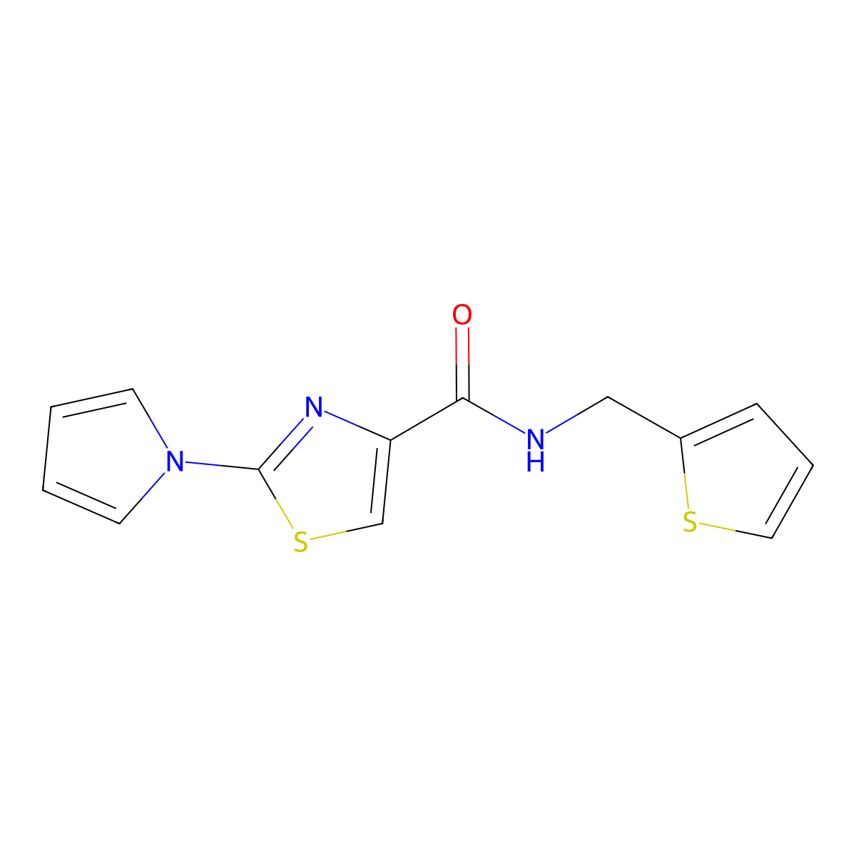 2-(1H-pyrrol-1-yl)-N-(thiophen-2-ylmethyl)thiazole-4-carboxamide molecular structure, CAS 1207050-77-8