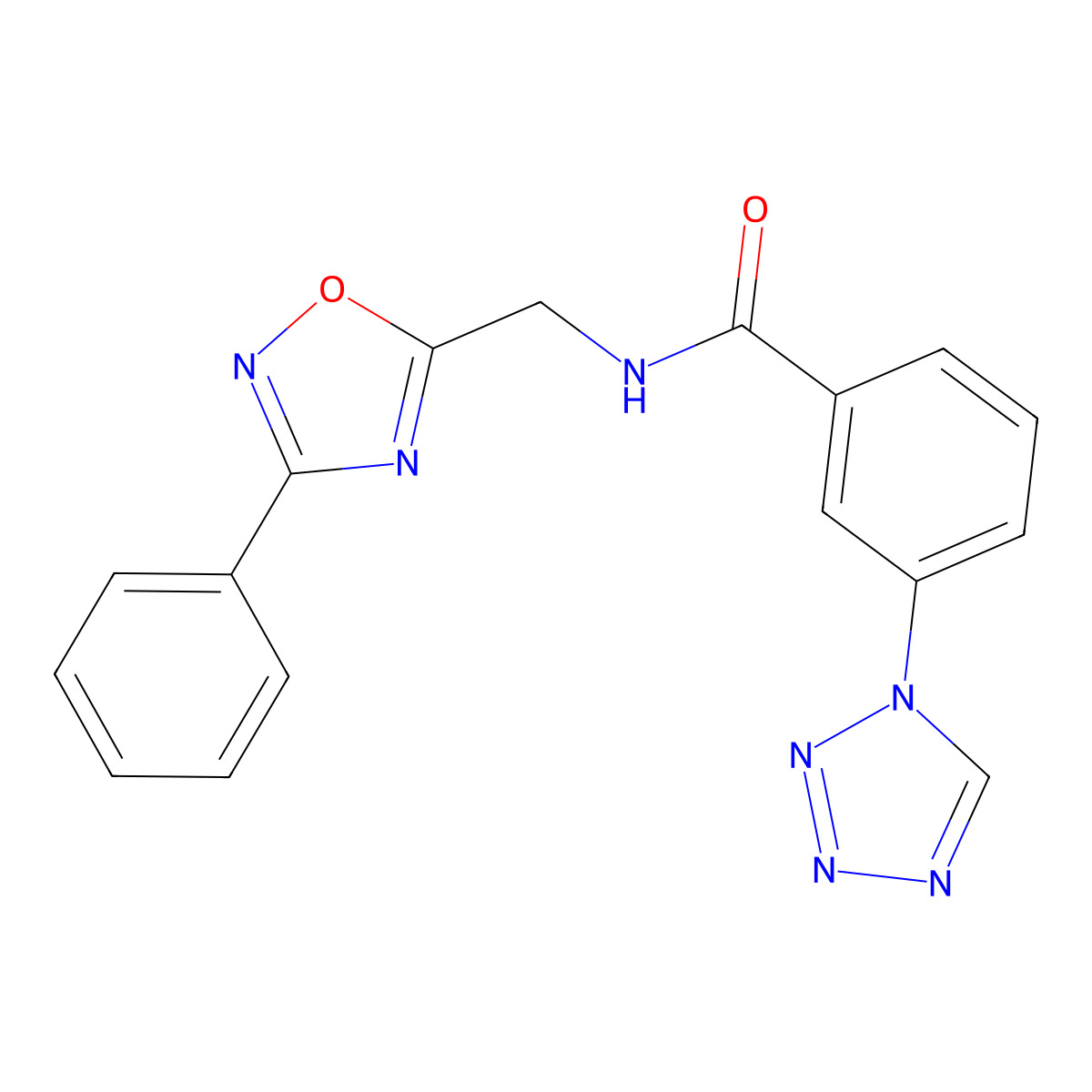 N-((3-phenyl-1,2,4-oxadiazol-5-yl)methyl)-3-(1H-tetrazol-1-yl)benzamide molecular structure, CAS 1207050-80-3