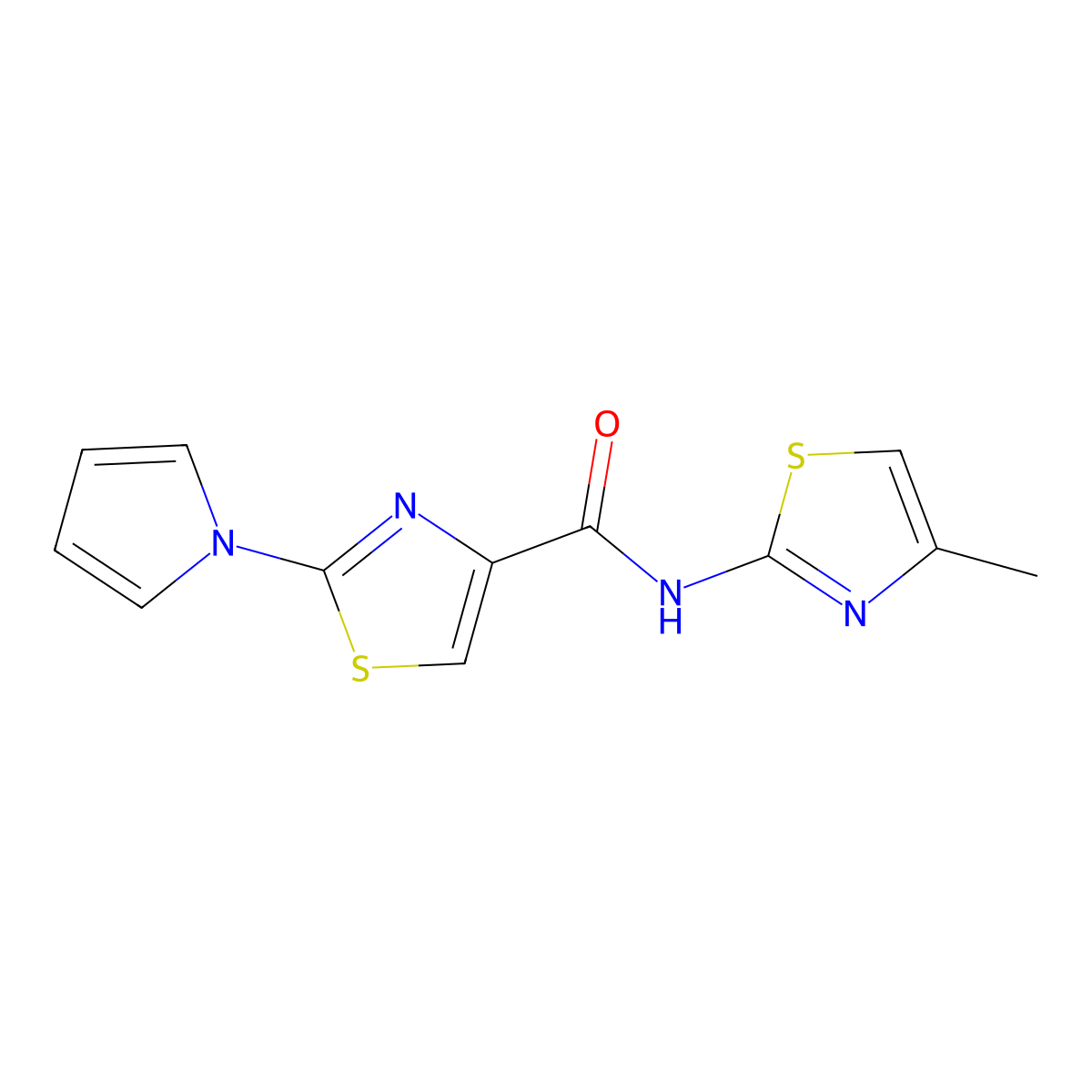 N-(4-methylthiazol-2-yl)-2-(1H-pyrrol-1-yl)thiazole-4-carboxamide molecular structure, CAS 1207050-86-9