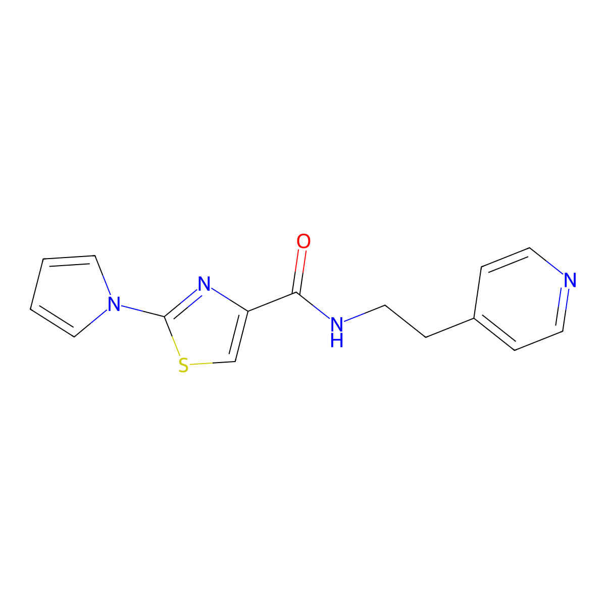 N-(2-(pyridin-4-yl)ethyl)-2-(1H-pyrrol-1-yl)thiazole-4-carboxamide molecular structure, CAS 1207050-97-2