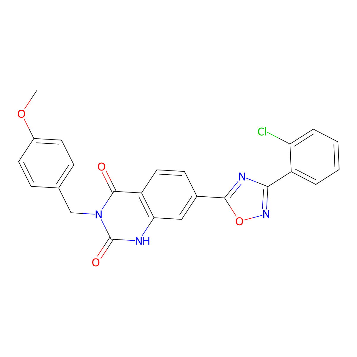 7-(3-(2-chlorophenyl)-1,2,4-oxadiazol-5-yl)-3-(4-methoxybenzyl)quinazoline-2,4(1H,3H)-dione molecular structure, CAS 1207051-07-7