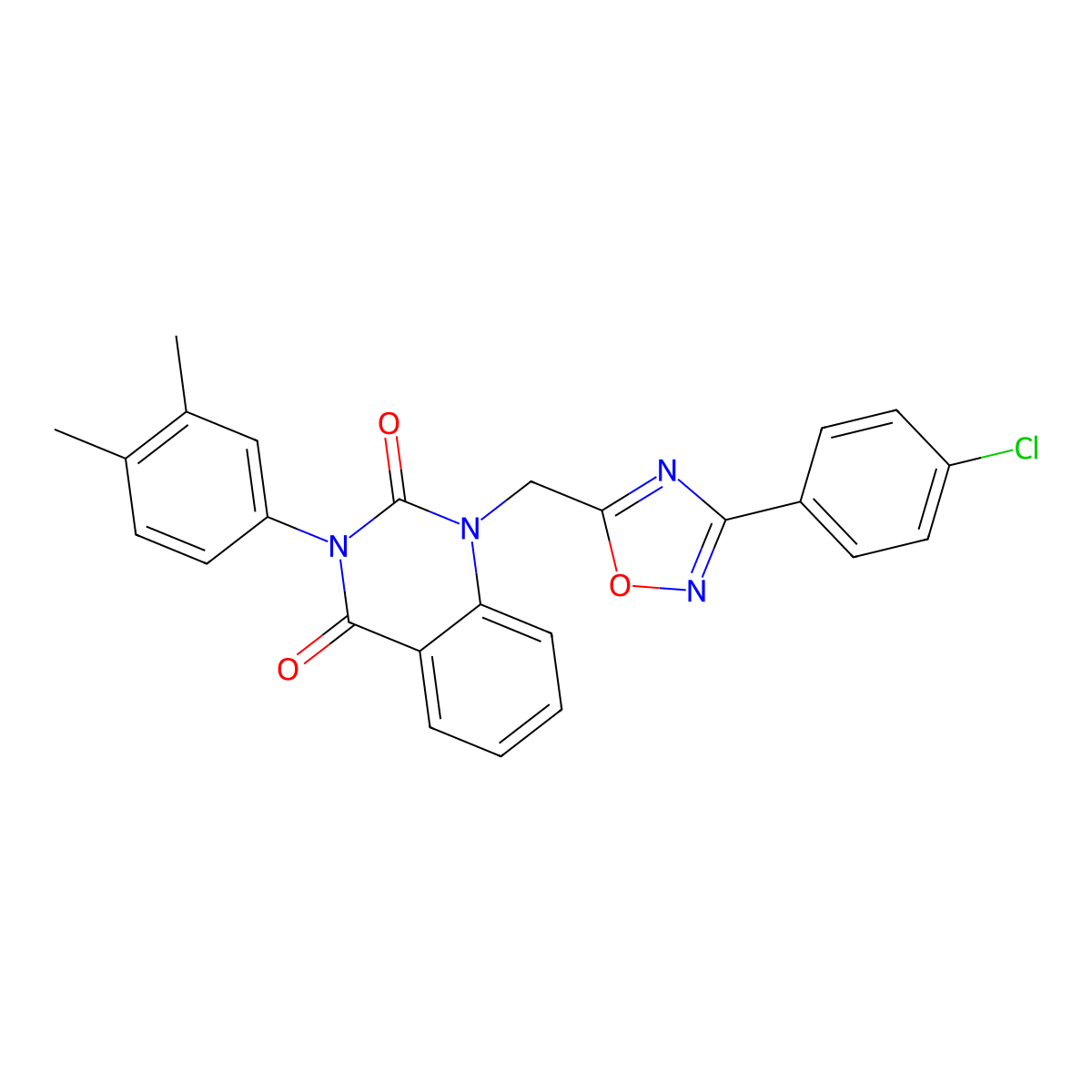 1-((3-(4-chlorophenyl)-1,2,4-oxadiazol-5-yl)methyl)-3-(3,4-dimethylphenyl)quinazoline-2,4(1H,3H)-dione molecular structure, CAS 1207051-12-4