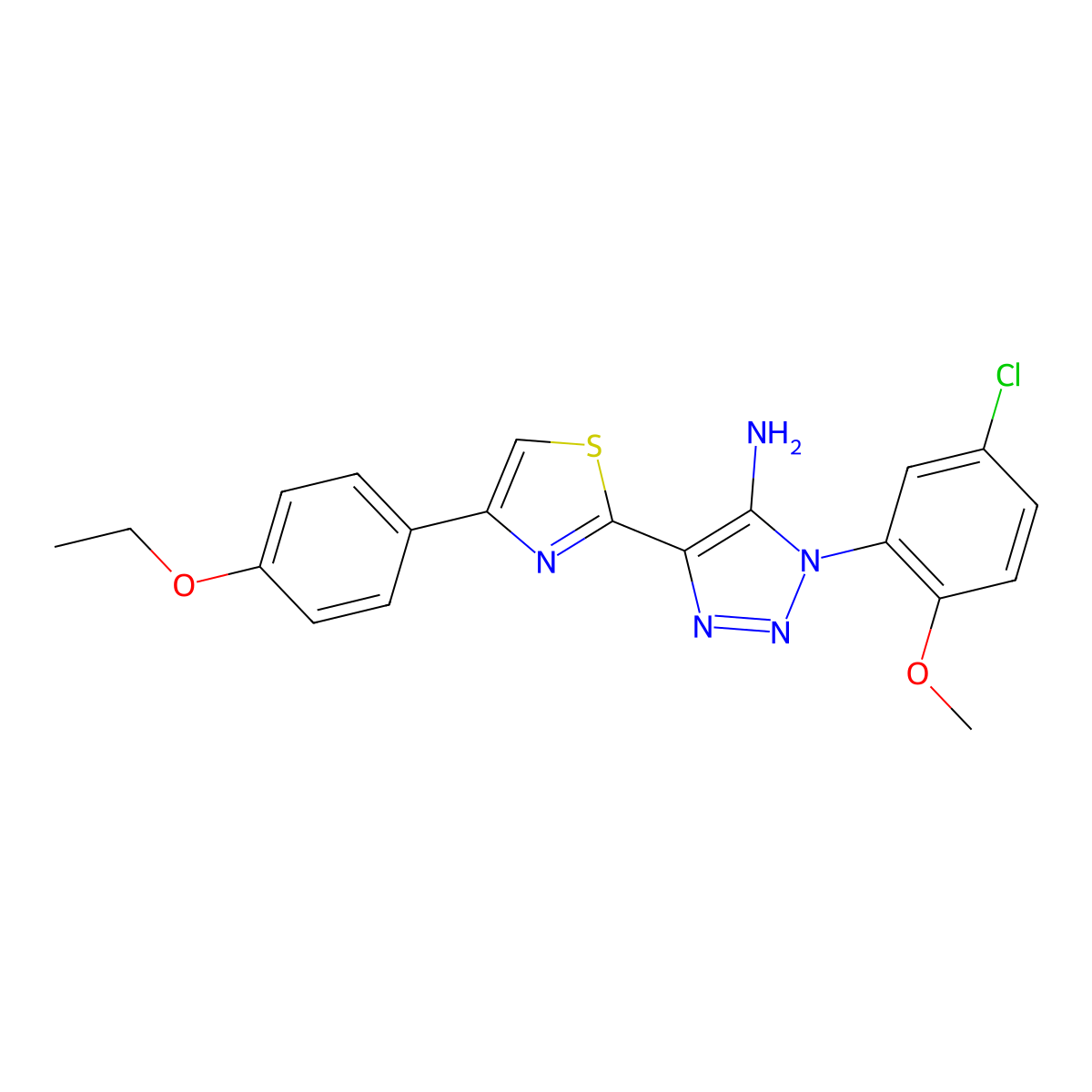 1-(5-chloro-2-methoxyphenyl)-4-[4-(4-ethoxyphenyl)-1,3-thiazol-2-yl]-1H-1,2,3-triazol-5-amine molecular structure, CAS 1207051-14-6