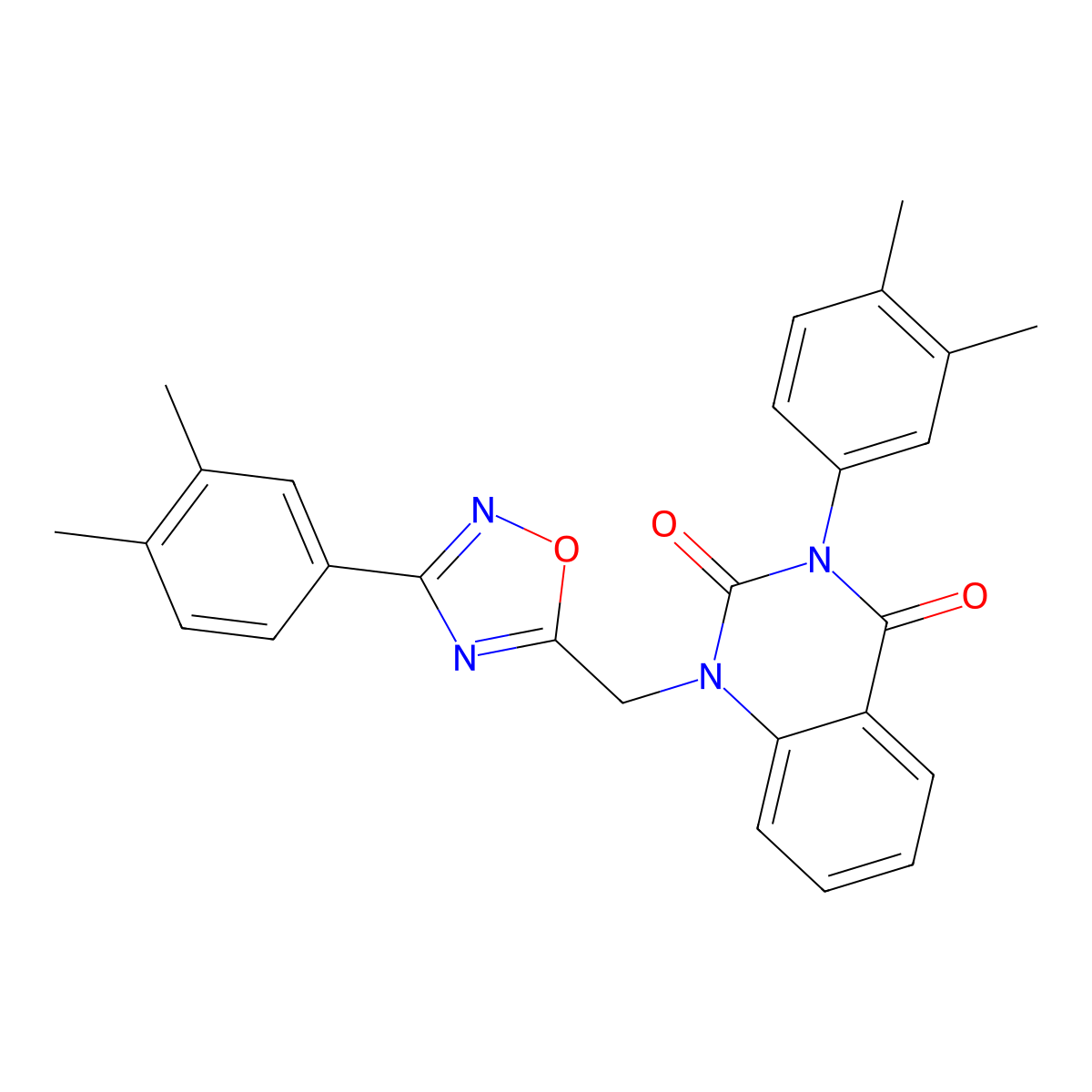 3-(3,4-dimethylphenyl)-1-((3-(3,4-dimethylphenyl)-1,2,4-oxadiazol-5-yl)methyl)quinazoline-2,4(1H,3H)-dione molecular structure, CAS 1207051-18-0