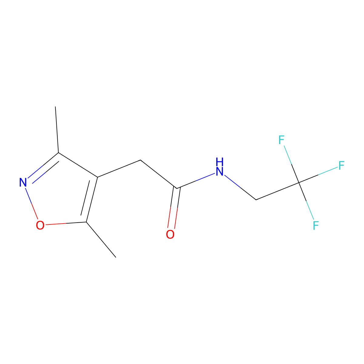 2-(3,5-dimethylisoxazol-4-yl)-N-(2,2,2-trifluoroethyl)acetamide molecular structure, CAS 1207051-20-4