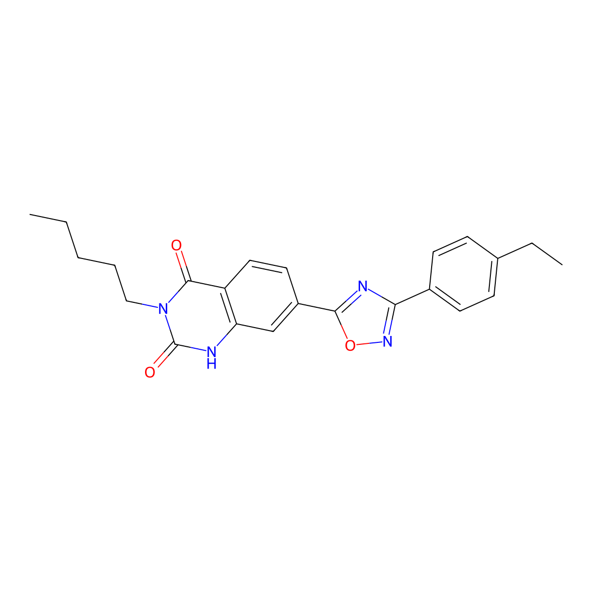 7-(3-(4-ethylphenyl)-1,2,4-oxadiazol-5-yl)-3-pentylquinazoline-2,4(1H,3H)-dione molecular structure, CAS 1207051-21-5