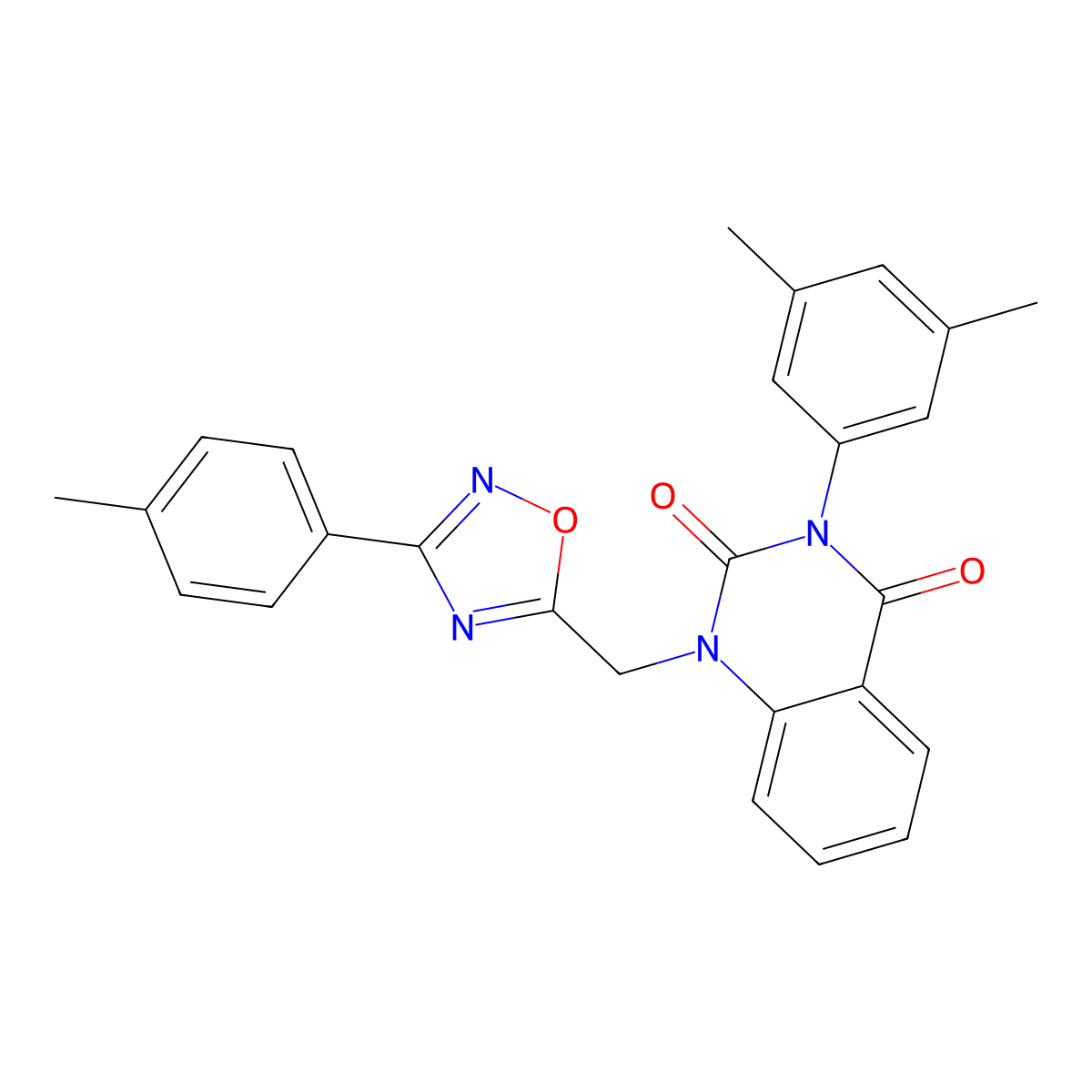 3-(3,5-dimethylphenyl)-1-((3-(p-tolyl)-1,2,4-oxadiazol-5-yl)methyl)quinazoline-2,4(1H,3H)-dione molecular structure, CAS 1207051-23-7