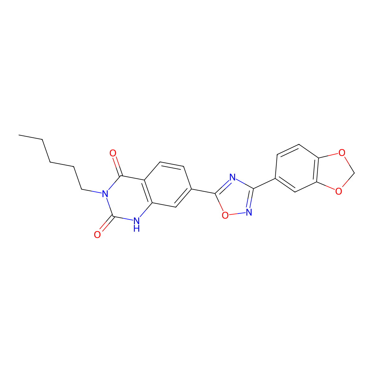 7-[3-(2H-1,3-benzodioxol-5-yl)-1,2,4-oxadiazol-5-yl]-3-pentyl-1,2,3,4-tetrahydroquinazoline-2,4-dione molecular structure, CAS 1207051-26-0