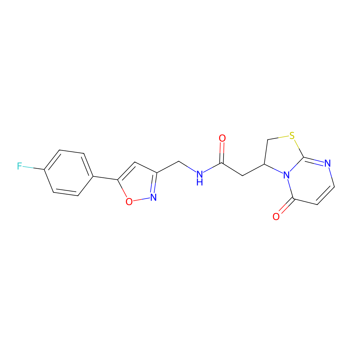 N-((5-(4-fluorophenyl)isoxazol-3-yl)methyl)-2-(5-oxo-3,5-dihydro-2H-thiazolo[3,2-a]pyrimidin-3-yl)acetamide molecular structure, CAS 1207051-27-1