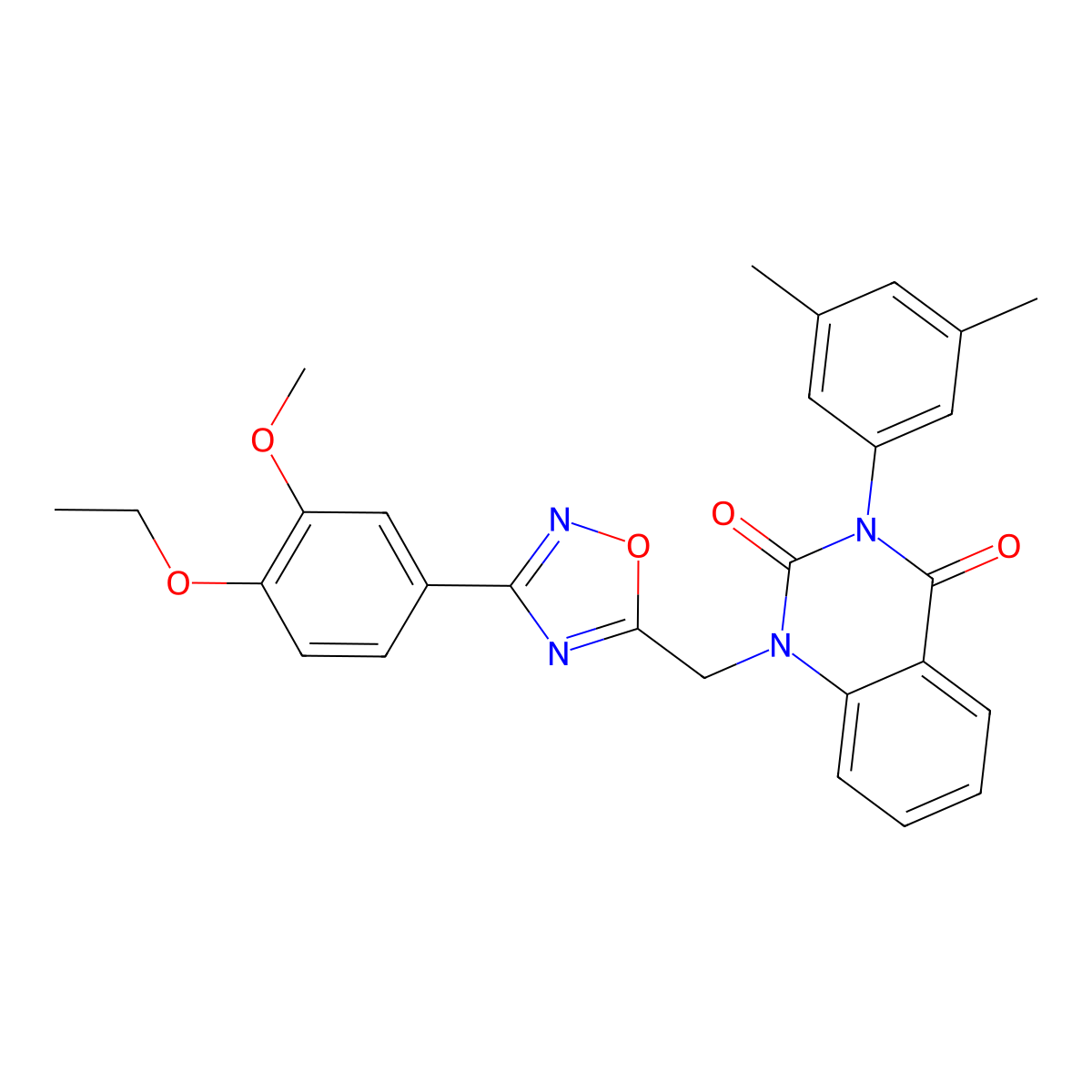 3-(3,5-dimethylphenyl)-1-((3-(4-ethoxy-3-methoxyphenyl)-1,2,4-oxadiazol-5-yl)methyl)quinazoline-2,4(1H,3H)-dione molecular structure, CAS 1207051-30-6