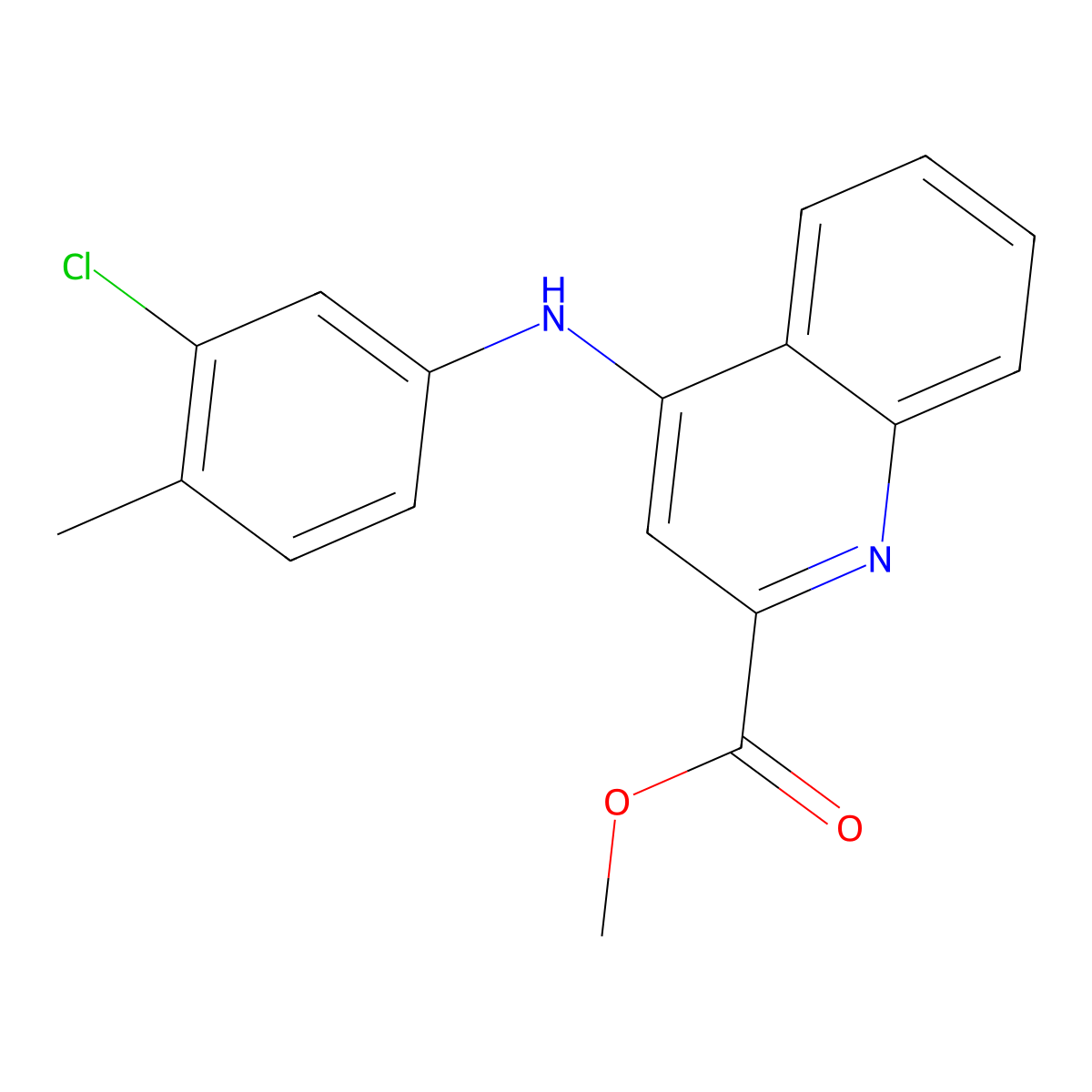 Methyl 4-[(3-chloro-4-methylphenyl)amino]quinoline-2-carboxylate molecular structure, CAS 1207051-32-8