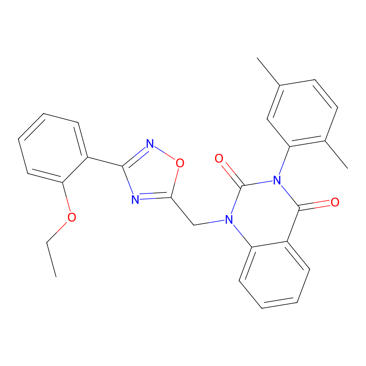 3-(2,5-dimethylphenyl)-1-((3-(2-ethoxyphenyl)-1,2,4-oxadiazol-5-yl)methyl)quinazoline-2,4(1H,3H)-dione molecular structure, CAS 1207051-34-0