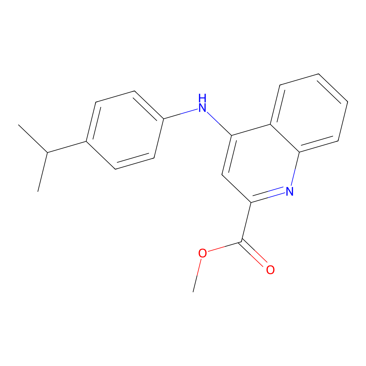 Methyl 4-{[4-(propan-2-yl)phenyl]amino}quinoline-2-carboxylate molecular structure, CAS 1207051-38-4