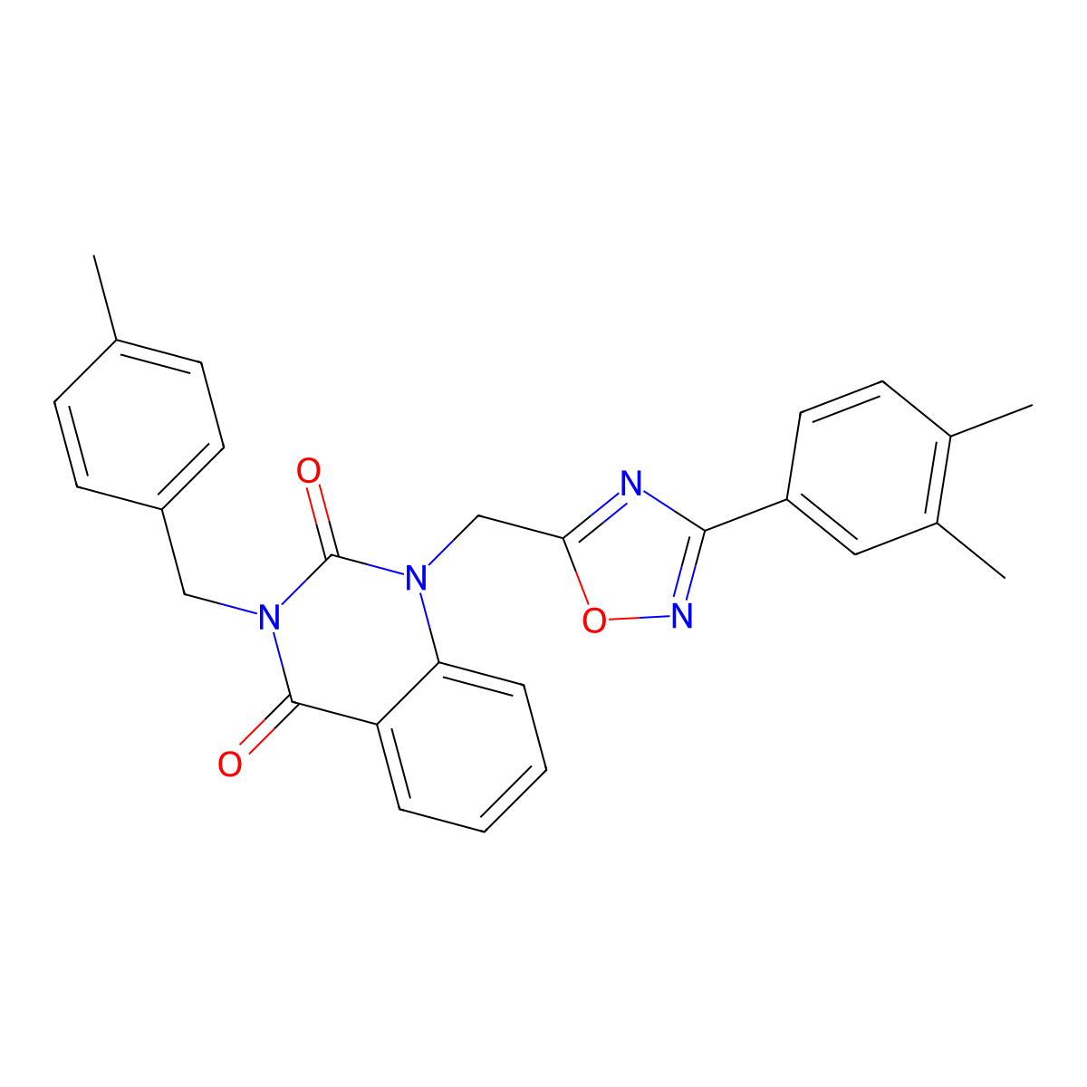 1-((3-(3,4-dimethylphenyl)-1,2,4-oxadiazol-5-yl)methyl)-3-(4-methylbenzyl)quinazoline-2,4(1H,3H)-dione molecular structure, CAS 1207051-39-5